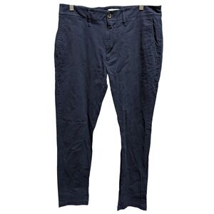 Goodfellow & Co Mens Navy Blue Chino Pants Slim Straight 34x32 Flat Front Twill